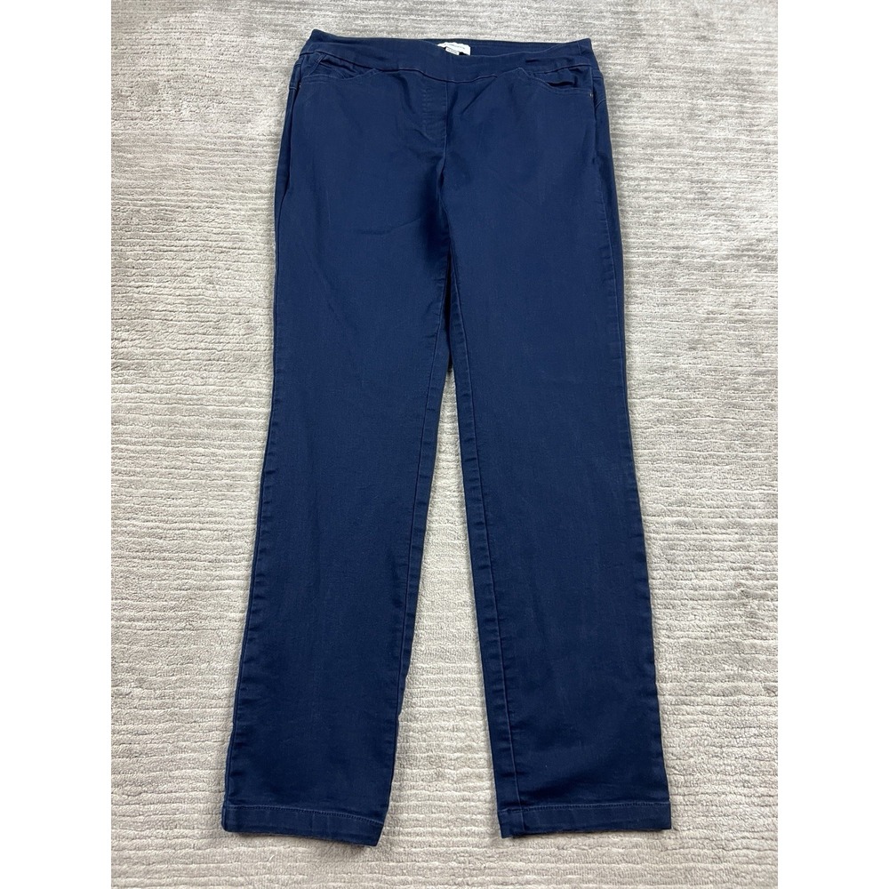 Liz Claiborne Pants Womens 10 Navy Blue Classic Pull On Straight Leg Stretch